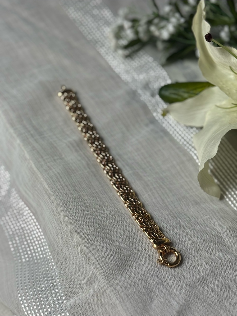 Vintage OTC 18KT Italian Gold Plated Women's Linked Chain Bracelet Toggle Clasp - Picture 15 of 16